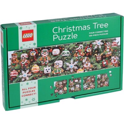 Lego Christmas Tree Puzzle | Four Connecting 100-Piece Jigsaw Puzzles